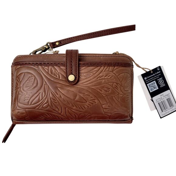 The Sak Iris Leather Crossbody Wristlet Smartphone Wallet NWT Retail $99 - Picture 1 of 11